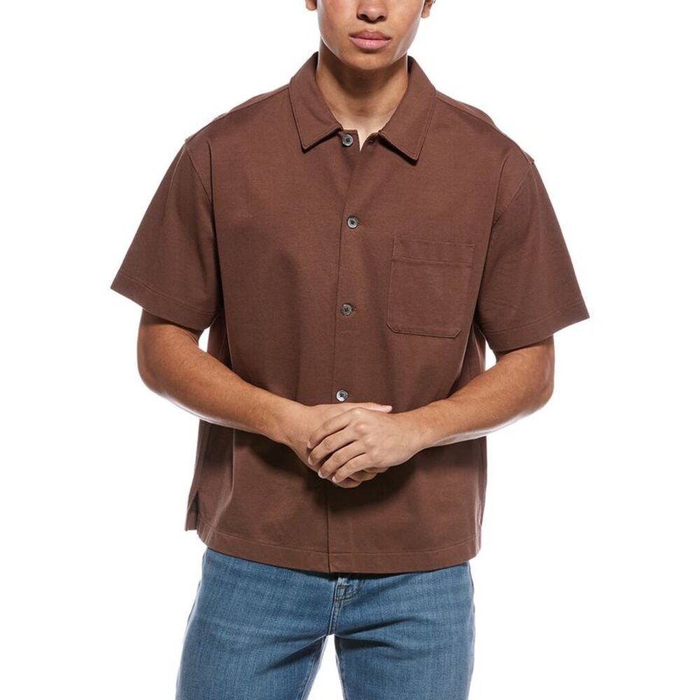 Frame Denim Mens Frame Light Pique Button Polo Shirt, Purple